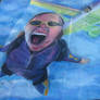 Skydiver street painting