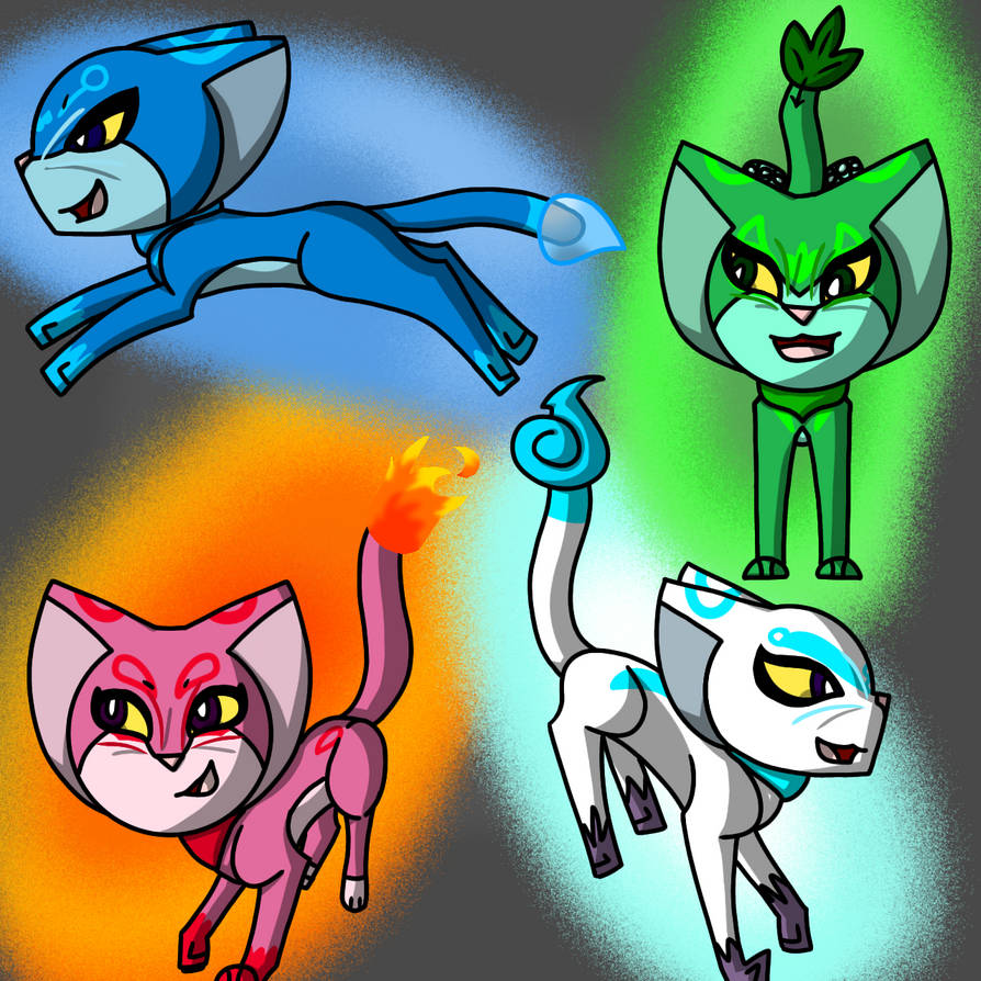 Elemental Cats (Request) by ARaccoonNamedPeacock on DeviantArt