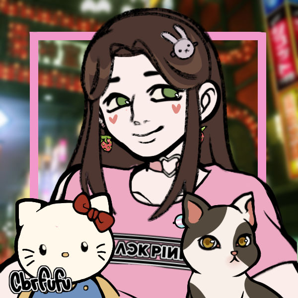 Me with a stuffed animal and pet in Picrew by jrg2004 on DeviantArt