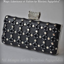 Chainmaille Clutch, Purse Leather Italian Black