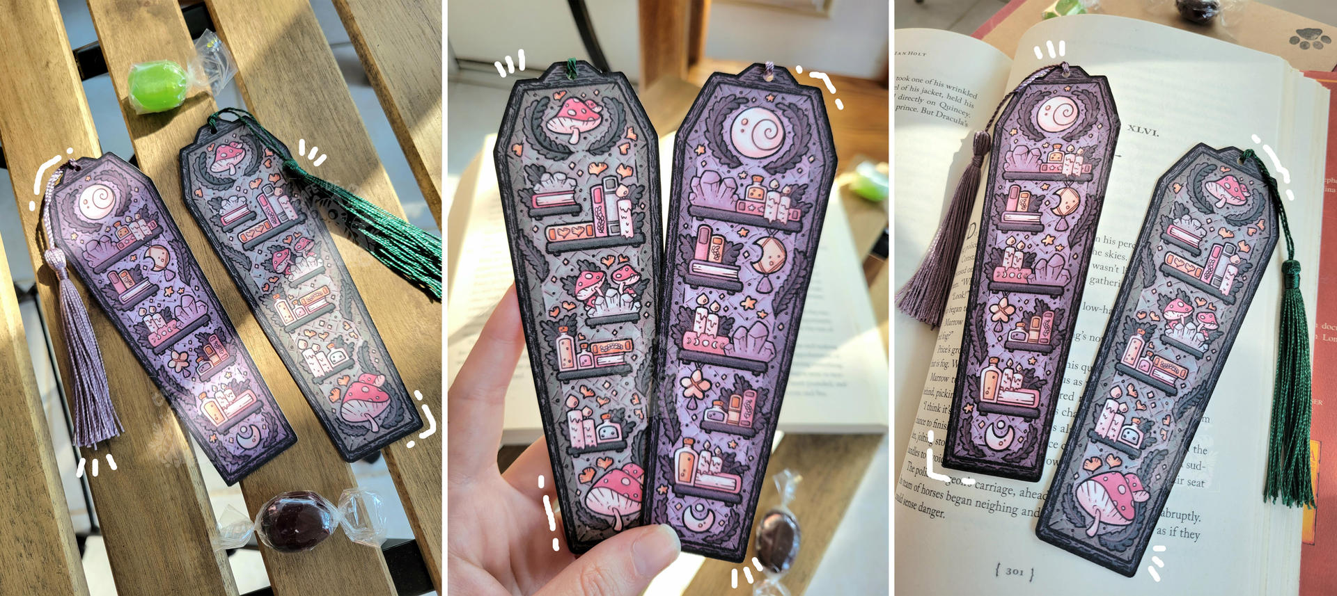 Cafe de Mynx 2inx6in Coffin Bookmarks with Tassels by Myehiari on DeviantArt