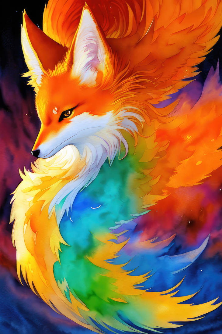 Rainbow Kitsune by DreadFox-UK on DeviantArt
