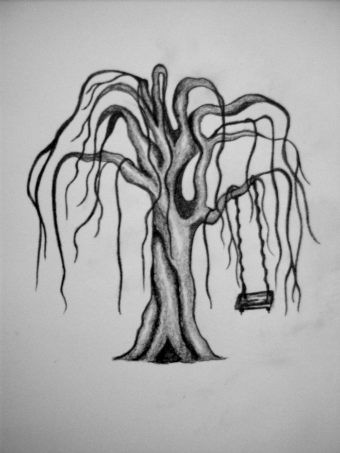 Weeping willow tree with swing