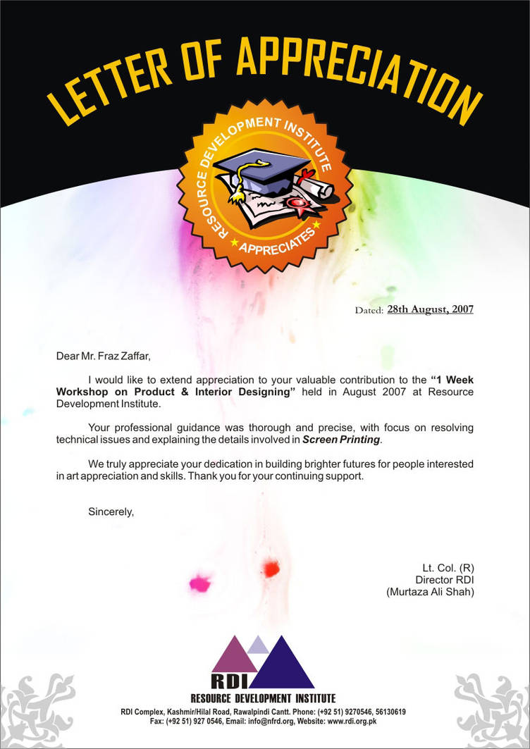 Appreciation Letter by kkashifkhawaja on DeviantArt