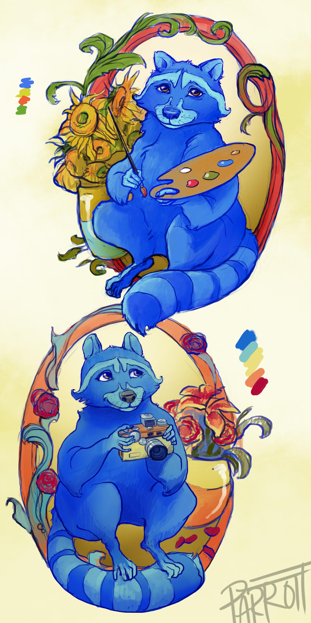 Raccoon Tattoo Concepts 2 by PaintedParrott on DeviantArt