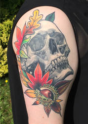 Skull and Autumn Leaves