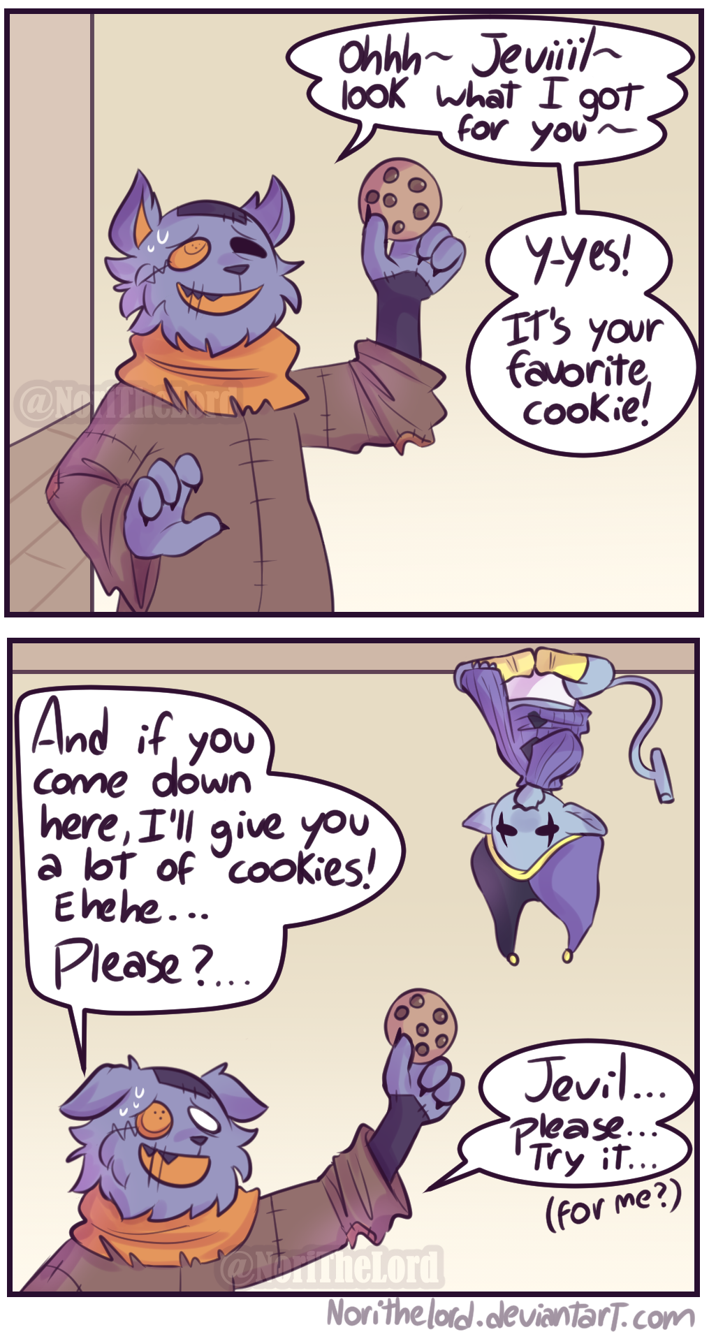 Please come down - Baby Jevil (comic) by NoriTheLord on DeviantArt