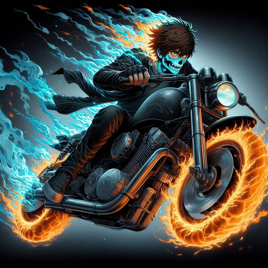 Motorcycle Racer Oc Ghost Rider OC riding motorcycle. by midnight350 on DeviantArt