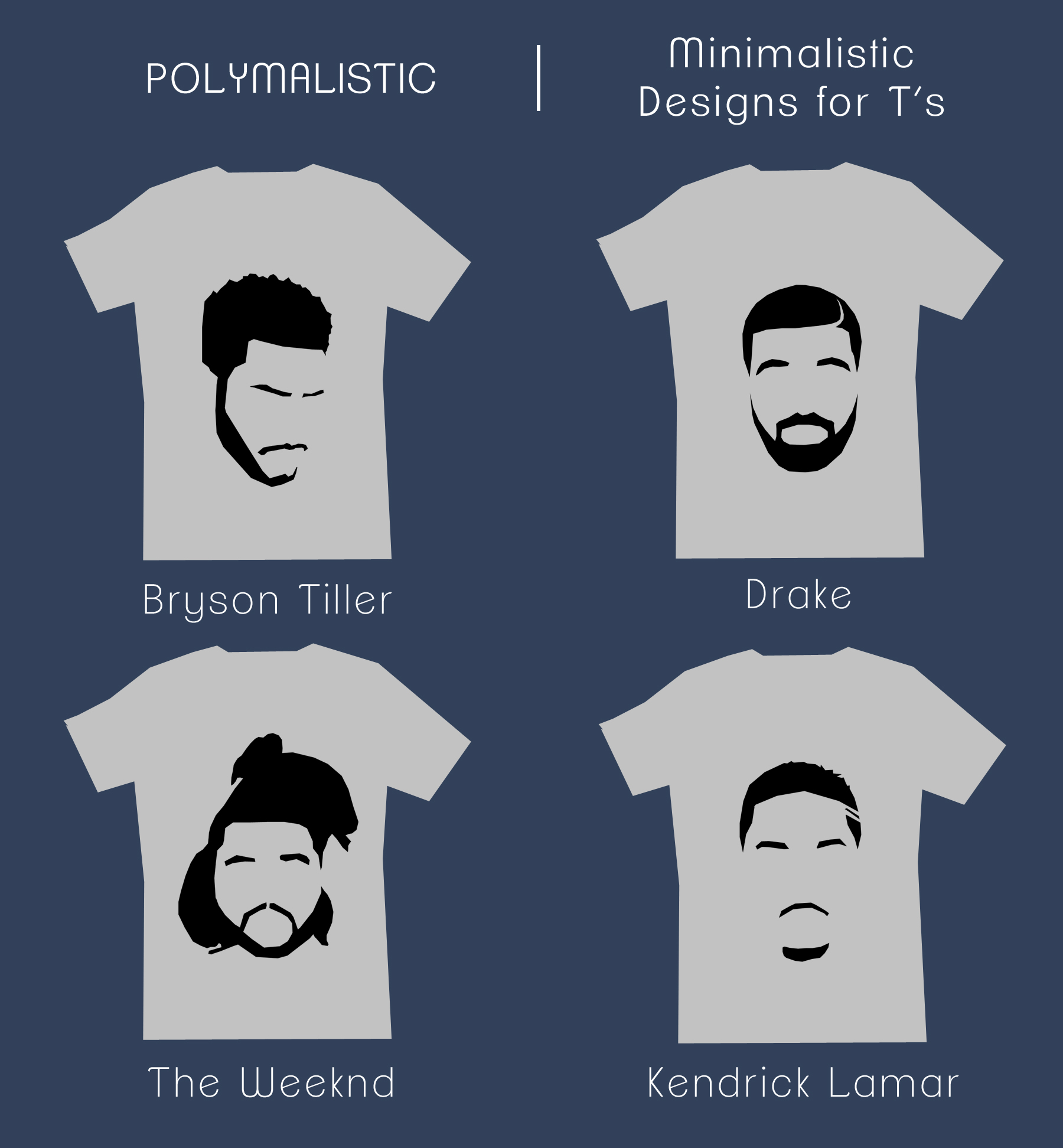 T-Shirt Desigs of BT, Drake, The Weeknd and KL