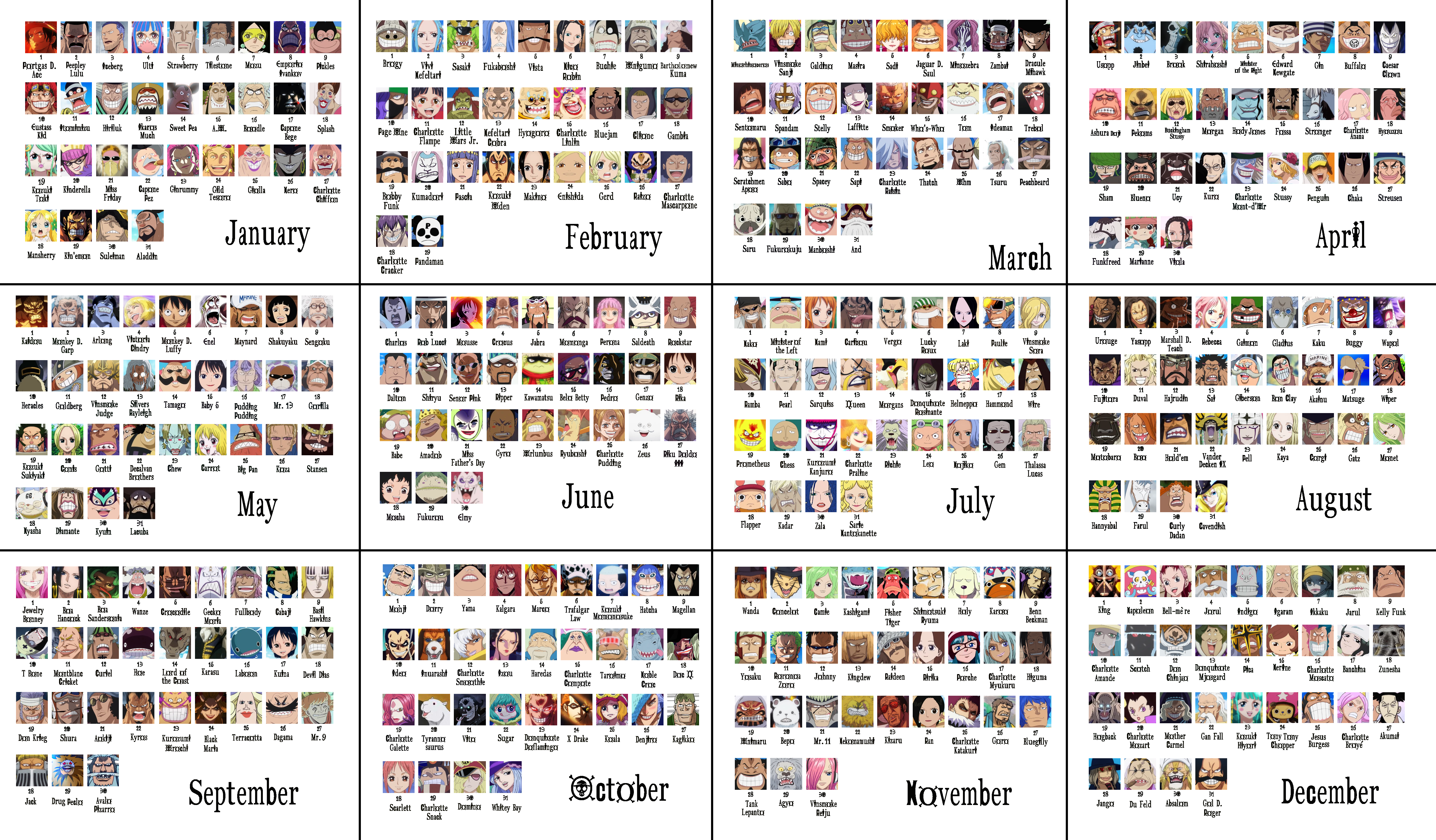 One Piece Birthday Calendar – The Library of Ohara