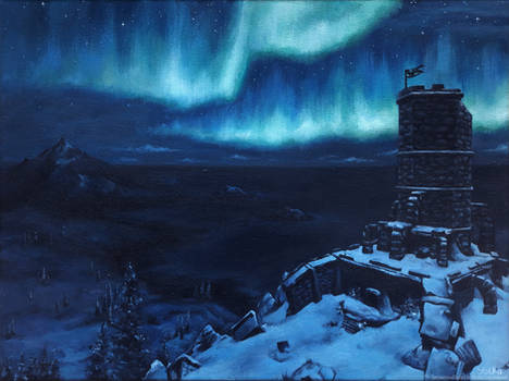 Skyrim Night - acrylic painting