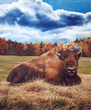 Helen the Bison, acrylic painting