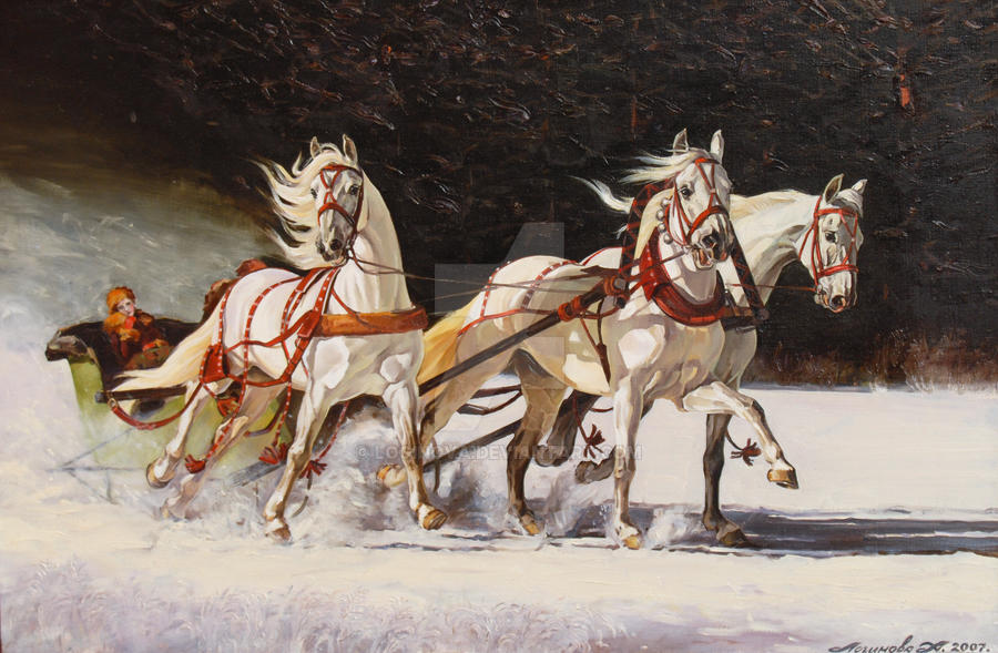 Trio of gray horses. by Loginova