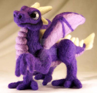 Purple Needle Felted Dragon II