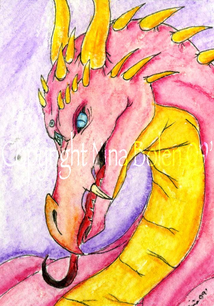 Red Dragon Watercolor ACEO