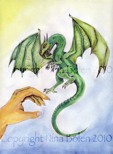 Dragon and hand painting