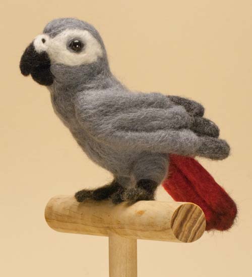 Needle Felted Baby Grey Parrot