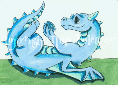 Birthstone Dragon March ACEO