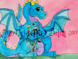 Mom and Baby Dragon ACEO