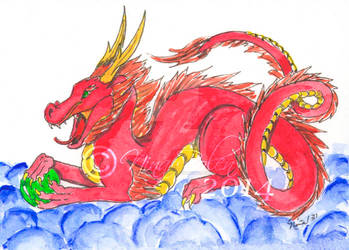 Red Chinese dragon ACEO