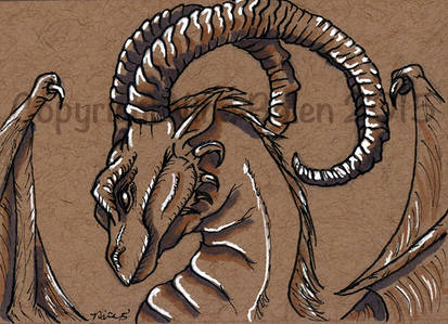 Dragon ACEO on toned paper #3