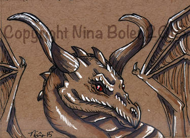 Dragon ACEO on toned paper #4