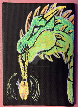 Neon Green Dragon ACEO