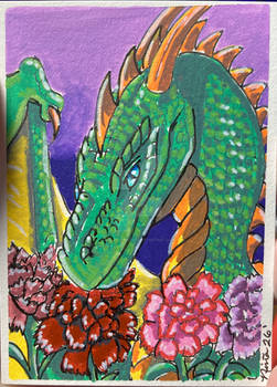 Dragon and Carnations ACEO