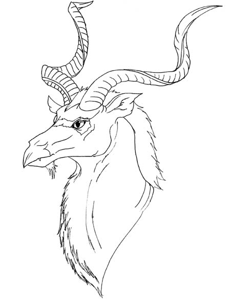 Kudu Dragon Line Art