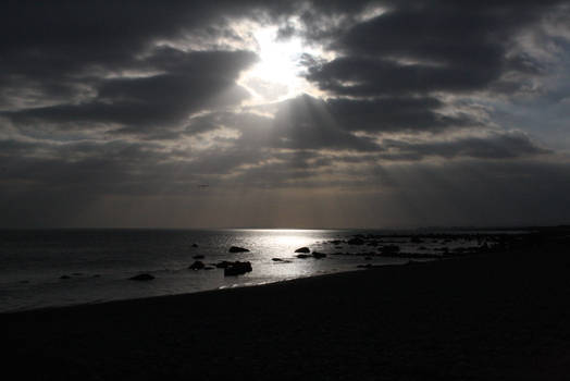 Rays over ocean