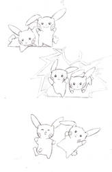 Plusle and Minun Sketches~