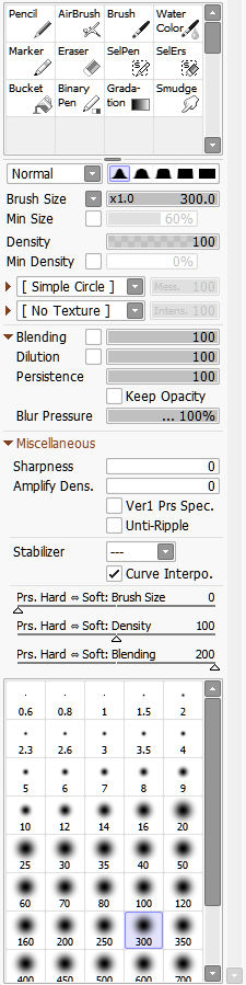 Blur Brush Settings for SAI 2