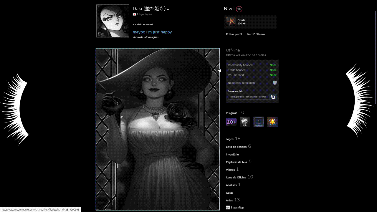 Animated gif of Lady Dimitrescu exhibiting her elegant, imposing presence