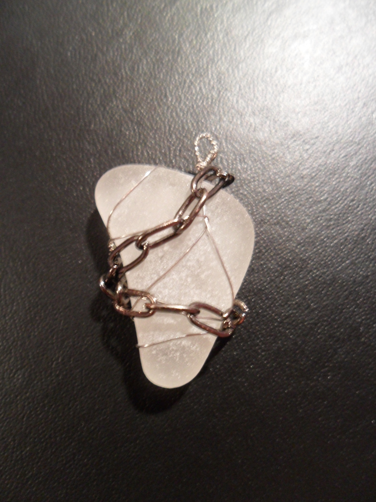 Delinquent Sea Glass Pendant (White)