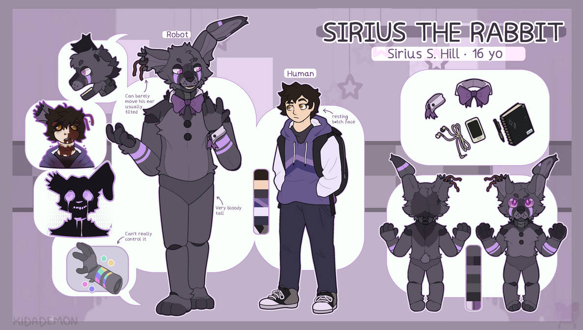 (2023) . : Sirius the Rabbit- OC ref sheet : . by Kidademon on DeviantArt
