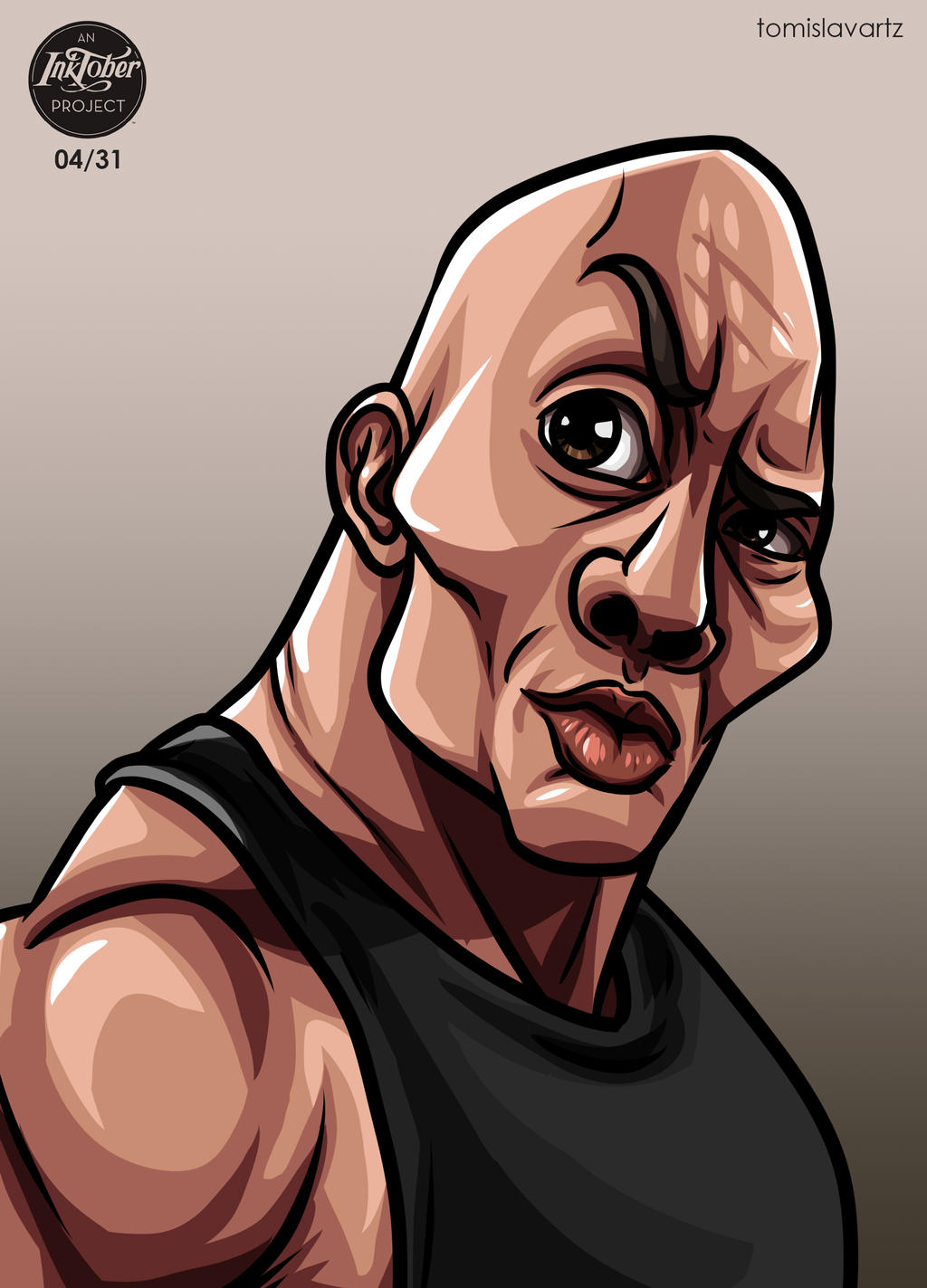 The Rock Caricature Day 04/31 Inktober by TomislavArtz on DeviantArt