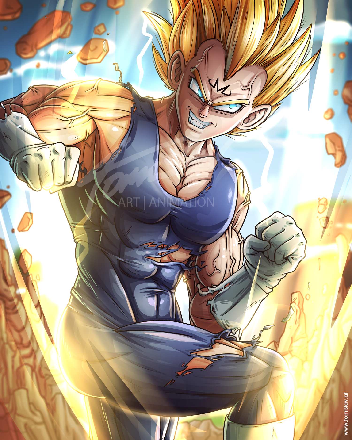 Dragon Ball Z Puzzles - Majin Vegeta Super Saiyan Blue Landscape Puzzle  SAI0605