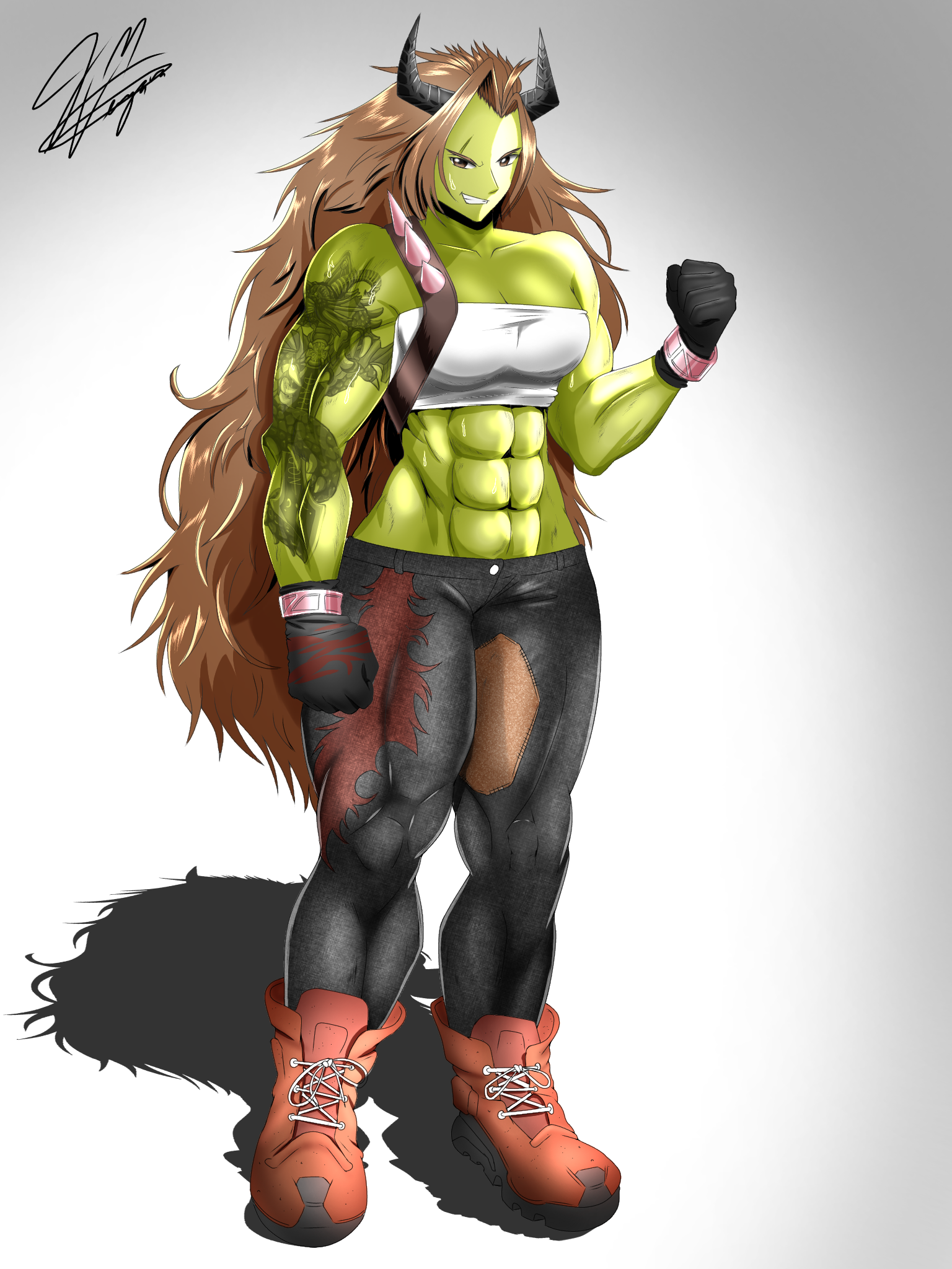 Pictchi Muscle girl anime style by JMVergara on DeviantArt