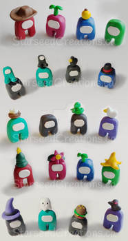 Among Us Clay Figures with Magnetic Hats