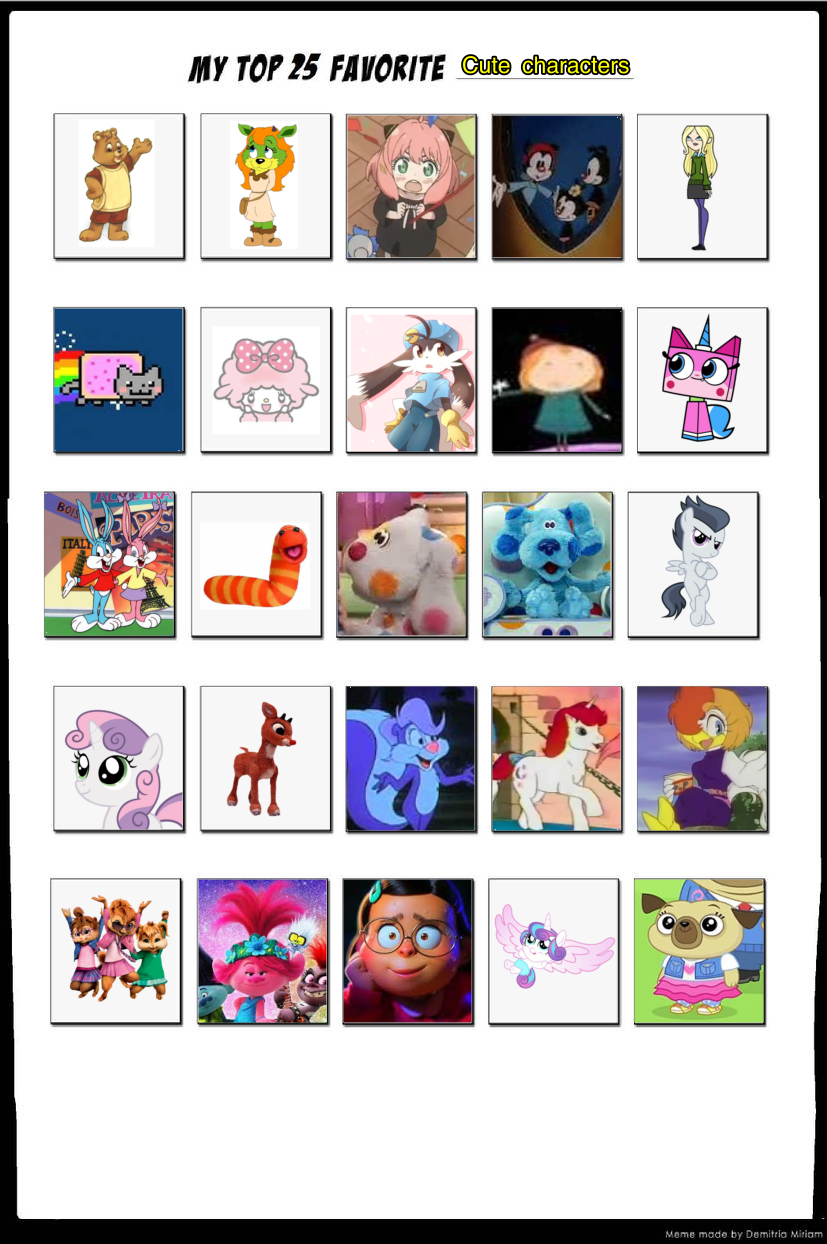 Cute Little Roster My top 25 favorite cute characters by EvafanartsclubEC on DeviantArt