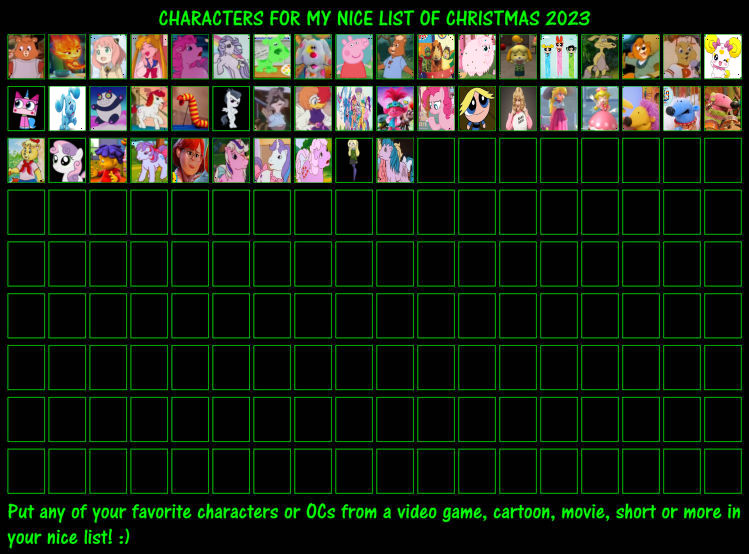 Characters For My Nice List Of Christmas 2023 By Evafanartsclubec On Characters For My Nice List Of Christmas 2023 By Evafanartsclubec On