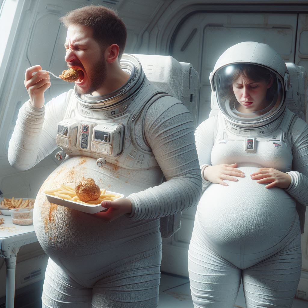 Astronauts Painfully Stuffing Themselves by PhumfPhumfer on DeviantArt
