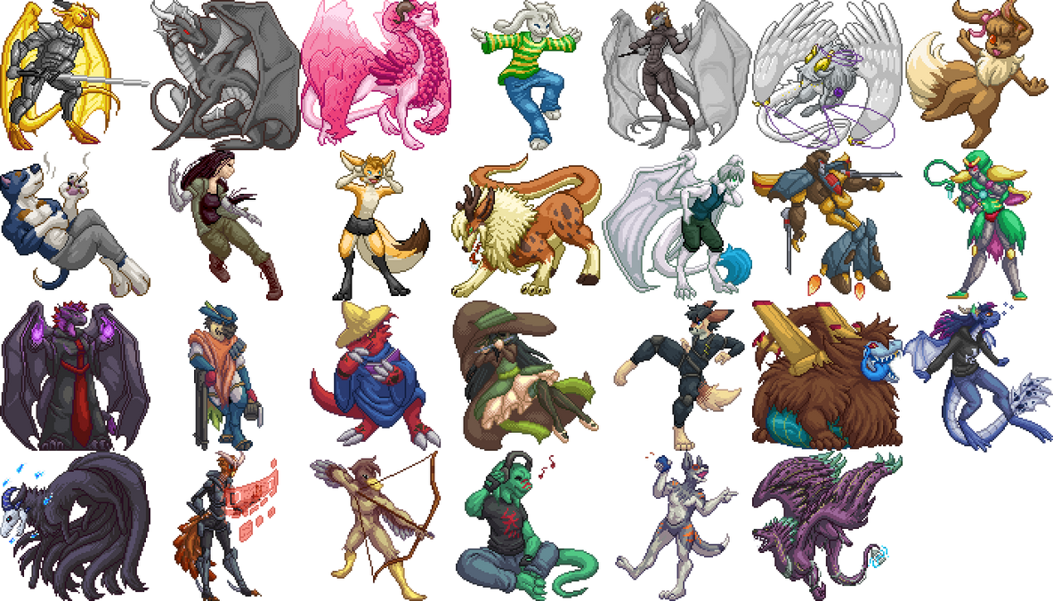 Pixel Character Collection by armaina