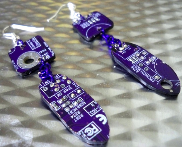 Purple Circuit Board Earrings