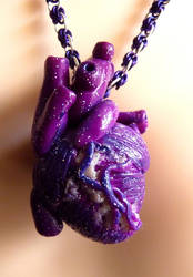 Sparkly Purple Human Heart Necklace