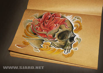 Rose in skull