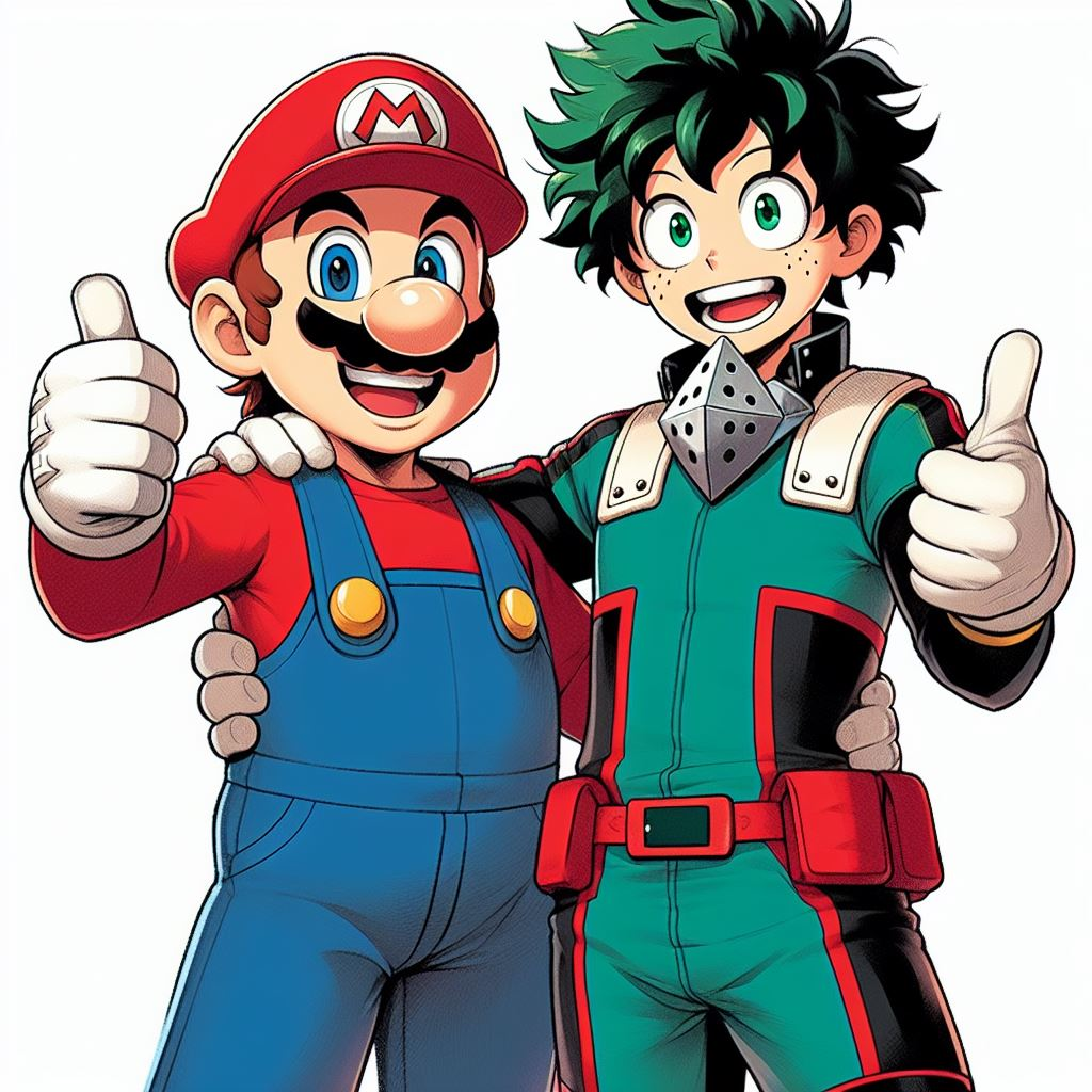 Isktui Mario Mario and Izuku Midoriya (AI Image) by VG805SMASHBROS on DeviantArt