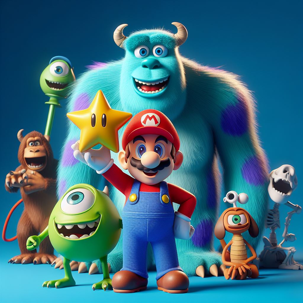 Mario in Monster's Inc (AI Image) by VG805SMASHBROS on DeviantArt