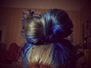 Blue and whiteish hair