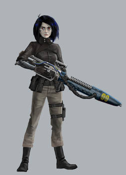 Gally(Alita) with a railgun